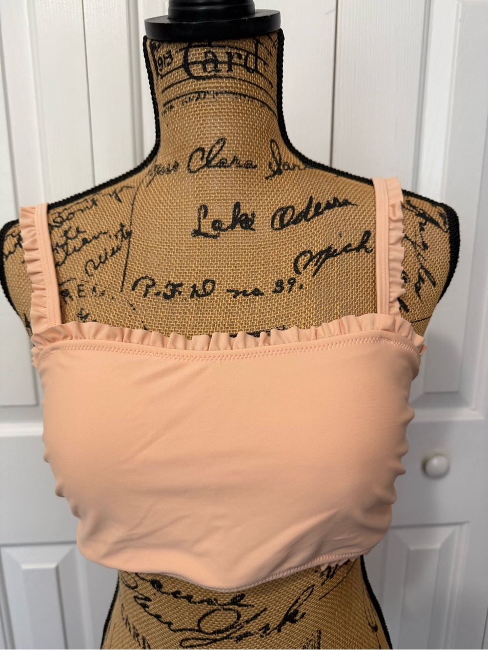 Cupshe Peach Ruffle-Trim Square Neck Bikini Top
